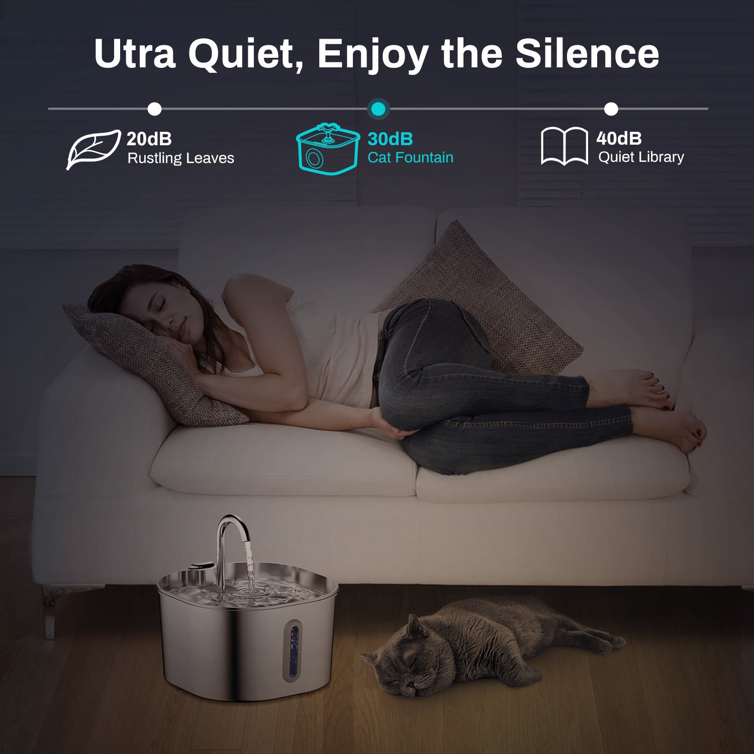 Orvella™  Ultra-Quiet Stainless Steel Pet Water Fountain