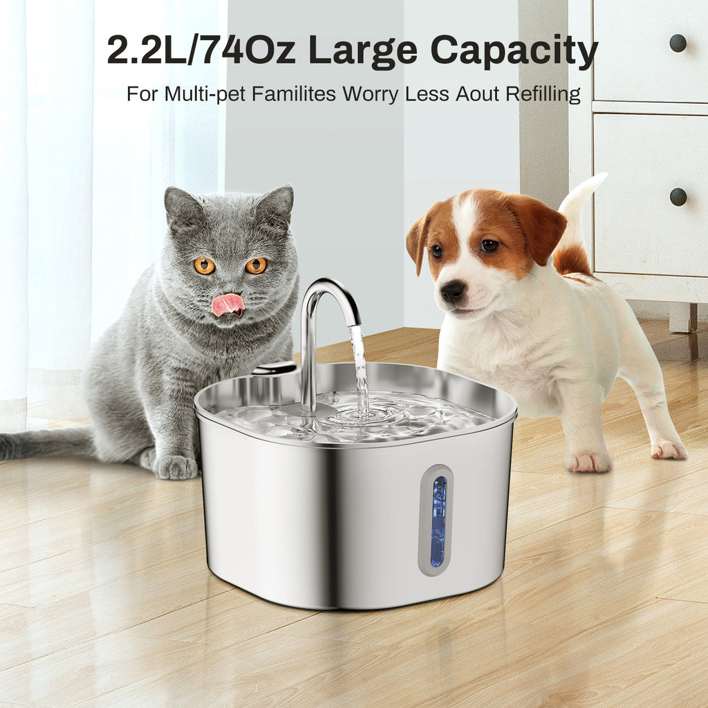 Orvella™  Ultra-Quiet Stainless Steel Pet Water Fountain